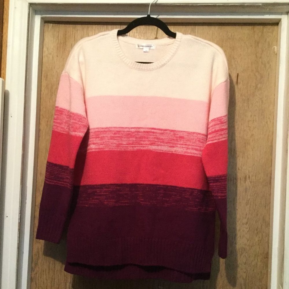 Warehouse One multi colored knit sweater pinks and purple size small